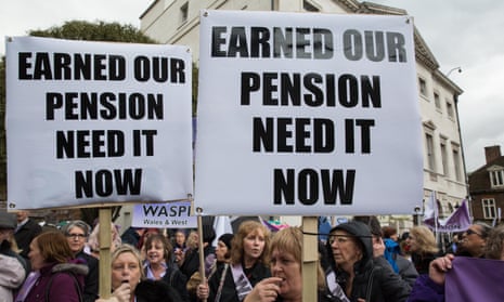 Campaigners from Women Against State Pension Inequality (Waspi) protest outside parliament