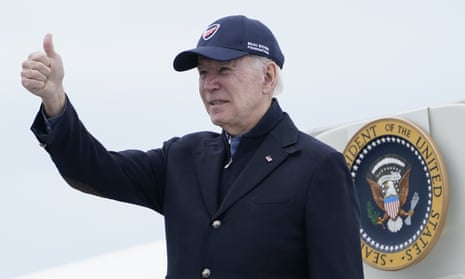 President Joe Biden gives a thumbs up before boarding Air Force One at Nantucket Memorial Airport on Sunday 27 November.
