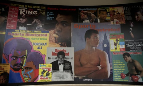 Posters at the I Am The Greatest, Muhammad Ali exhibition at the O2 arena.