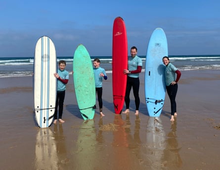 The writer and her family took surfing lessons at Praia da Bordeira.