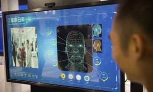 A facial recognition display at a booth for Ping’an Technology at the Global Mobile Internet Conference in Beijing last month.