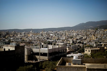 General view of densely packed homes of concrete and breeze block
