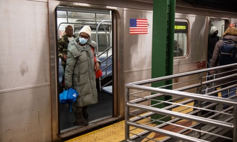 u.s. New York Respiratory Illnesses Surge - 07 Dec 2022<br>Mandatory Credit: Photo by Xinhua/REX/Shutterstock (13655394h) A woman wearing a face mask gets off a train at a subway station in New York, the United States, on Dec. 7, 2022. The United States is experiencing surge in respiratory illnesses including COVID-19, flu and respiratory syncytial virus (RSV), worsening the strain on hospitals. u.s. New York Respiratory Illnesses Surge - 07 Dec 2022