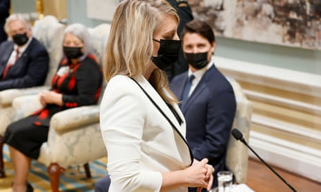 Mélanie Joly is sworn in as the minister of foreign affairs during the presentation of Justin Trudeau's new cabinet at Rideau Hall in Ottawa.