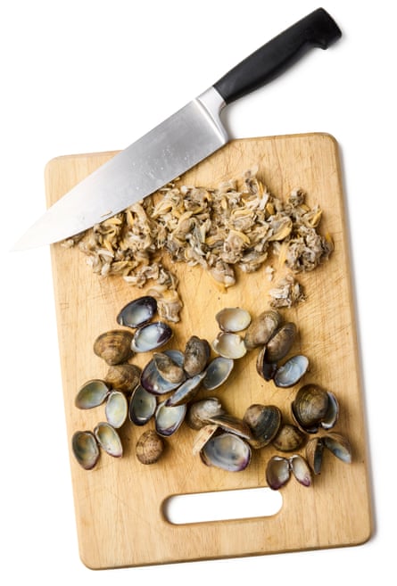 Clam meat and empty shells
