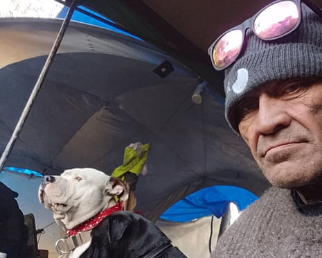 Mark Hudson, 53, with his dog Smokey in Wagga Wagga