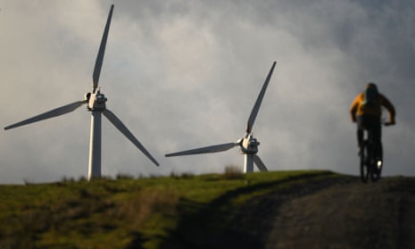 An onshore wind farm in Llandinam, Wales.