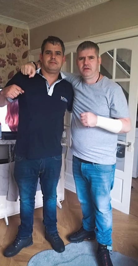 Myers (right) with his twin brother, Patrick, in 2023