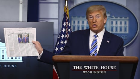 Trump reads out positive news stories at press briefing as US death toll reaches 40,000 – video
