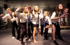 Teenagers in school uniforms in a drama class, 2005