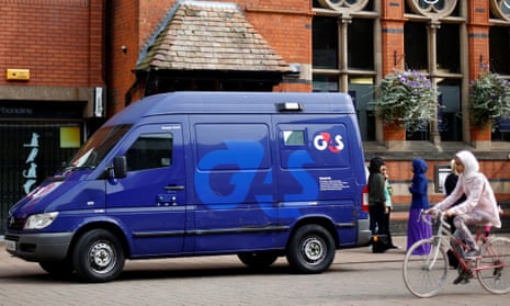 A G4S security van parked outside a bank in Loughborough