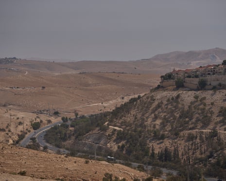 Aerial view of West Bank with settlement construction