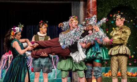 Audrey Brisson (Titania), far left, and Adrian Richards (Bottom), centre, in A Midsummer Night’s Dream.
