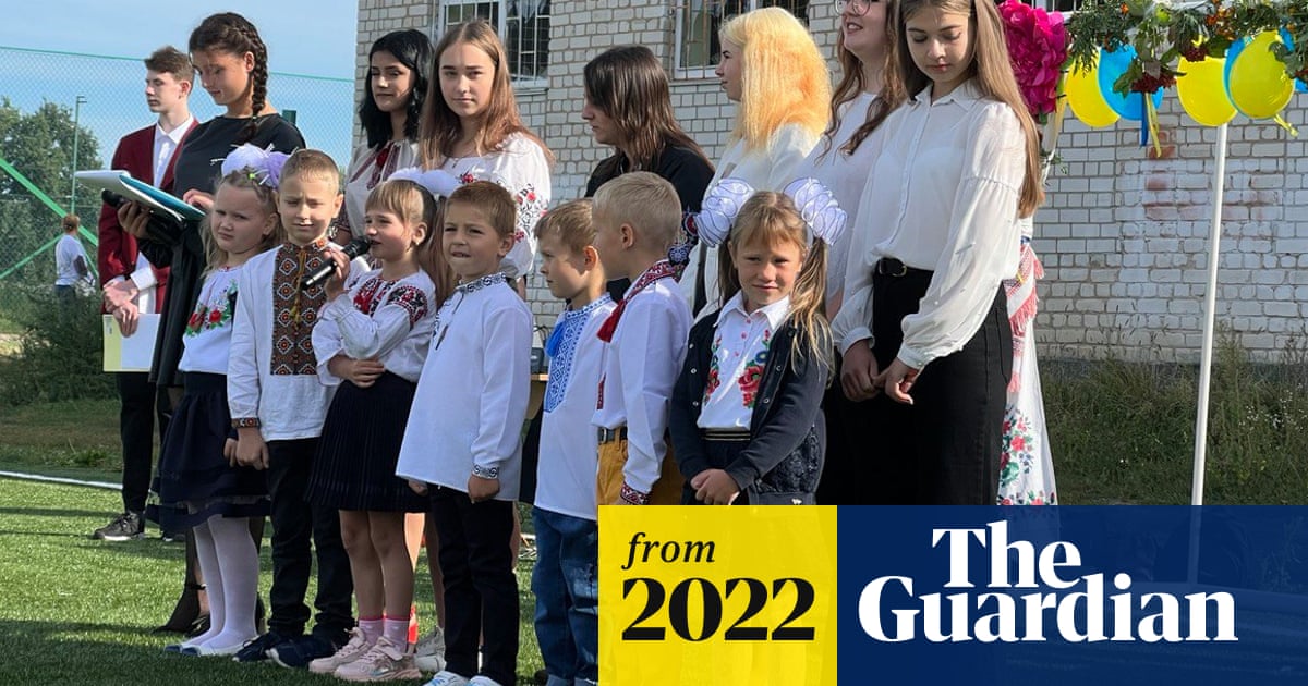 Children return to Ukrainian school trashed by occupying Russian forces