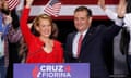 Republican U.S. presidential candidate Cruz waves with Fiorina at campaign rally in Indianapolis<br>Republican U.S. presidential candidate Ted Cruz waves with Carly Fiorina after he announced Fiorina as his running mate at a campaign rally in Indianapolis, Indiana, United States April 27, 2016. REUTERS/Aaron P. Bernstein (UNITED STATES - Tags: POLITICS ELECTIONS)