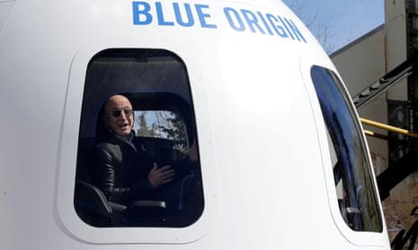 Bezos in a Blue Origin  crew capsule mockup in 2017.