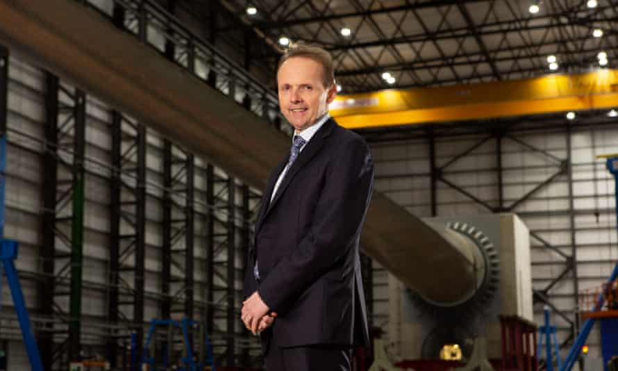 Alistair Phillips-Davies, chief executive of SSE, inside the wind turbine testing facility in Blyth, Northumberland.