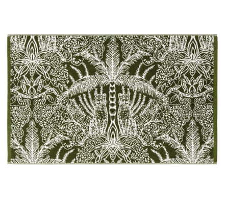 Next Clarke & Clarke Green 100% Cotton Leopardo Terry Bath Mat