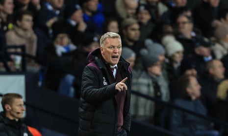 David Moyes, the manager of West Ham, during the match against Manchester City