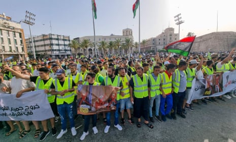 Protesters in Martyrs’ Square in Tripoli on Friday