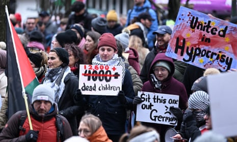 Protesters in Brussels demonstrate against Israeli attacks on Gaza, January 2024.