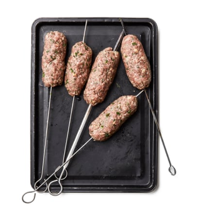 Form into koftas thread connected to skewers and chill