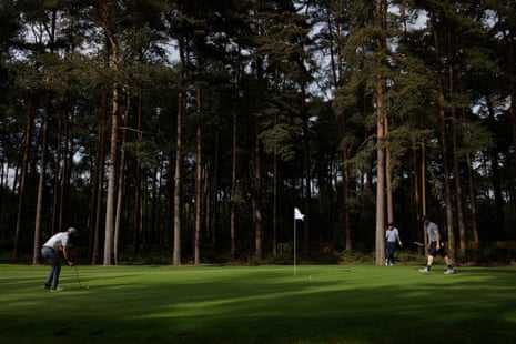 Golfers on the 14th green during day two of the G4D Open at the Duchess Course, Woburn Golf Club
