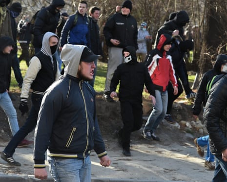 Right-wing groups attack an LGBT meeting in Lviv earlier this month.