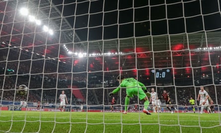 Riyad Mahrez scores the opening goal for Manchester City in the 27th minute at the Red Bull Arena.