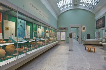 A room of displays in the British museum.