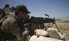 Afghan soldiers participate in a military operation in Qelgho area of Khogyani district of Nangarhar province, eastern Afghanistan