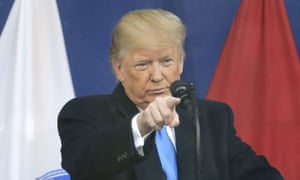 Donald Trump speaks at the opening ceremony of the Veterans Day parade in New York, New York, on 11 November.