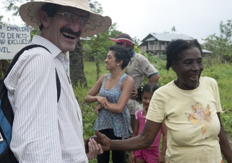 Father Alberto Franco with members of a Colombian community