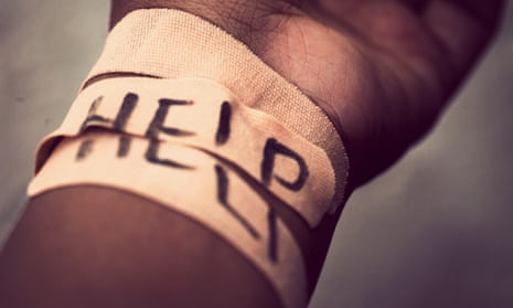 Self-harm wrist covered with bandage