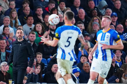 Roberto De Zerbi during Brighton’s defeat to Tottenham last weekend