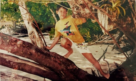 Wild thing: James as a boy growing up in Singapore.