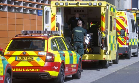 A line of ambulances outside the Royal London hospital in Whitechapel