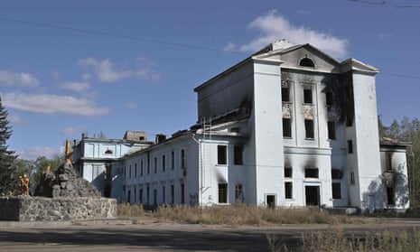 The burned out Palace of Culture in Chasiv Yar