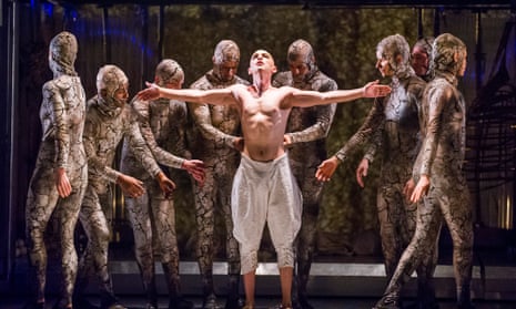 Naked unveiling … Anthony Roth Costanzo as Akhnaten is disrobed by acolytes.