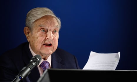 Philanthropist George Soros delivers a speech on the sideline of the World Economic Forum n Davos, Switzerland.