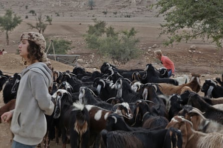 Goats with two people