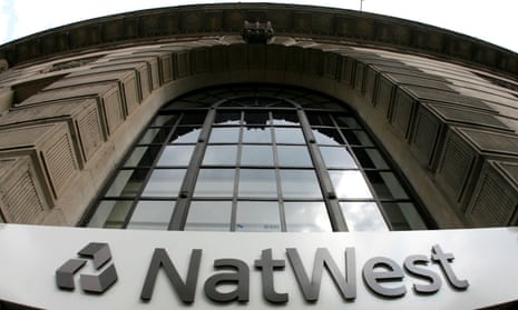Signage on a branch of NatWest Bank in central London