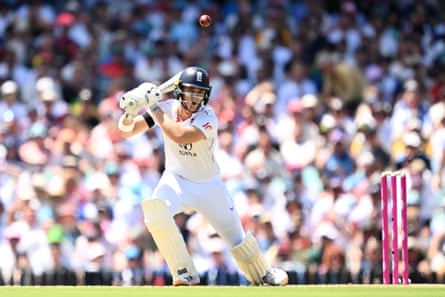 Jacob Bethell plays a shot during his brief innings on day one at the SCG.