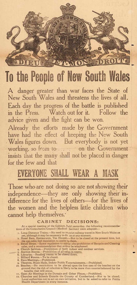 Flu proclamation from NSW government during the Spanish flu outbreak