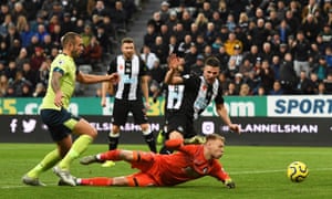Ciaran Clark of Newcastle United scores their second goal.