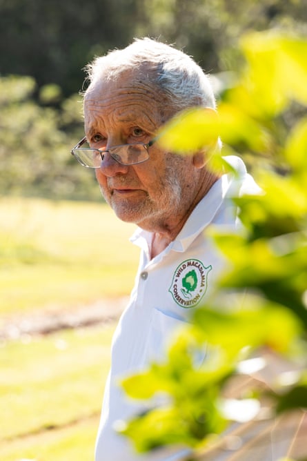 Ian McConachie, a white-haired man with glasses, at his home in the Mary River region near Gympie, Queensland