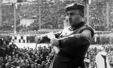 A victorious Gen Francisco Franco addressing a rally of young people in Madrid in November 1939. 