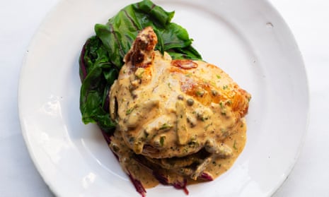 ‘Keep the heat fairly low so that the butter bubbles lazily’: chicken with marsala and crème fraîche.