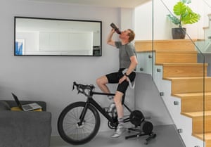 Man on a turbo trainer