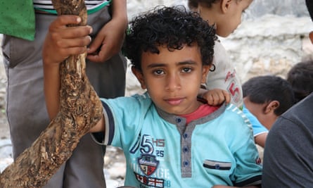 Ahmed Abdu, aged nine. Most of his family are across the frontline and he has been left to care for ageing relatives.